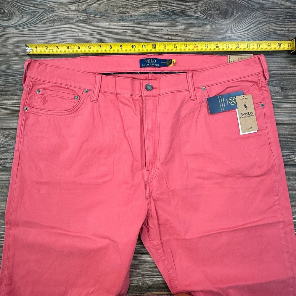Polo Ralph Lauren Mens 44x30 Varick Slim Straight Pants Red Stretch NWT‎